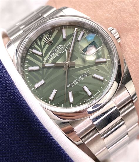 rolex datejust green leaf dial|rolex datejust green dial price.